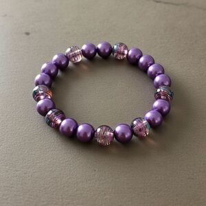 Violet Current: Studio Series Purple Stretch Bracelet with Glass Accents